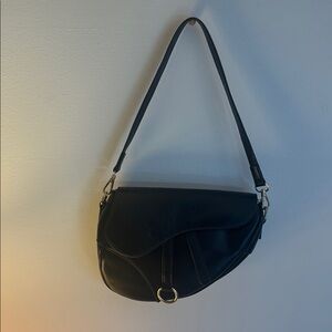 Black Faux Leather Shoulder Bag